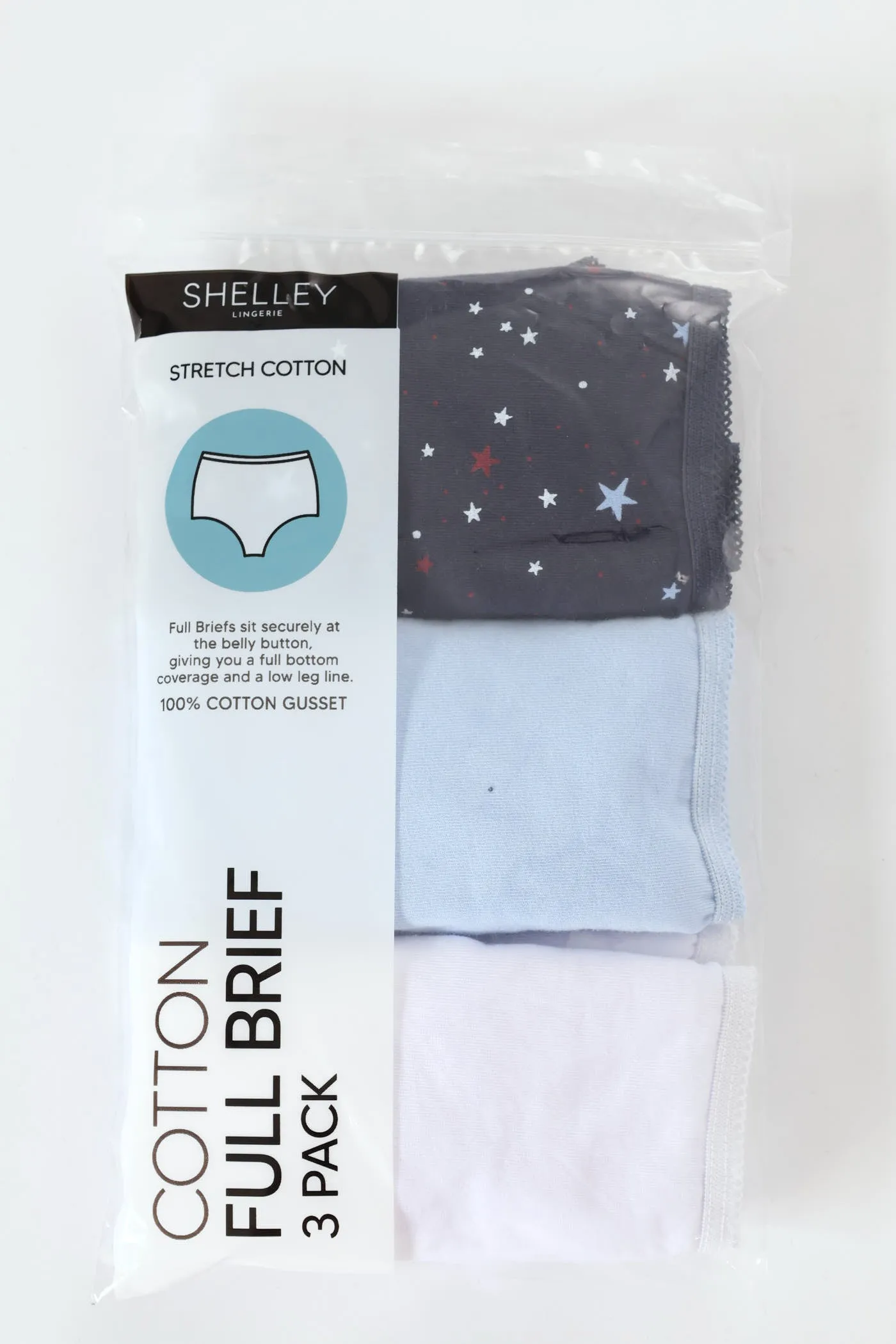 3 Pack Cotton Stretch Brief Panties - Star/Light Blue/White sold by Edgars product image thumbnail 2