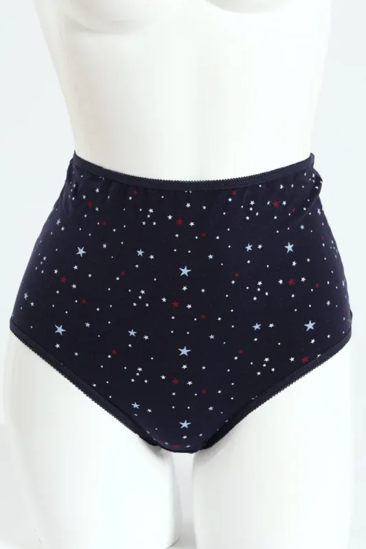 3 Pack Cotton Stretch Brief Panties - Star/Light Blue/White sold by Edgars