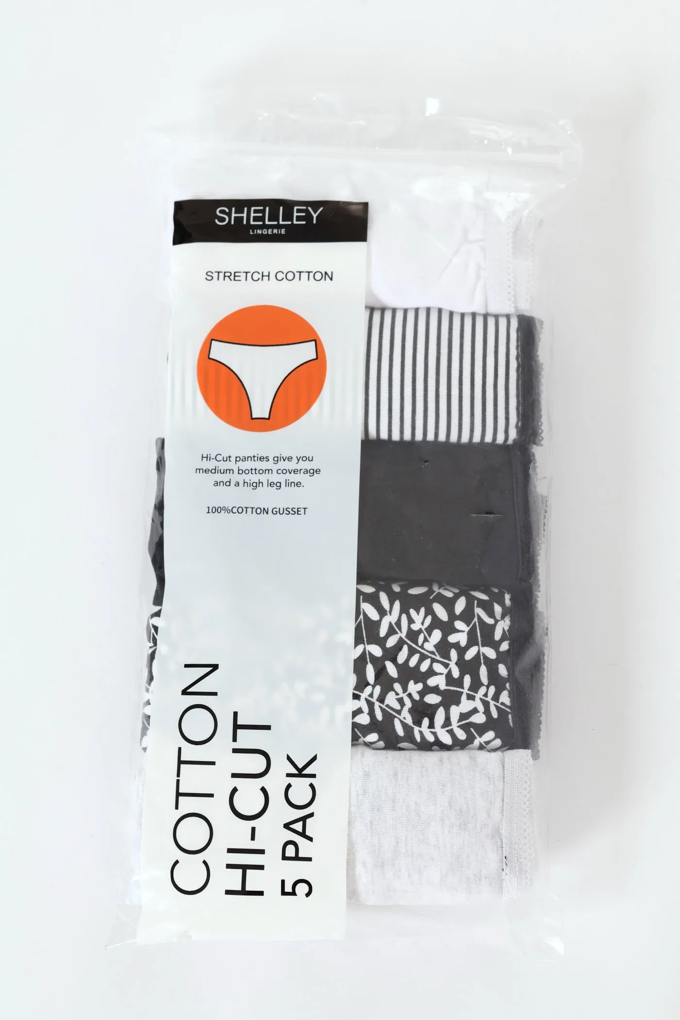 5 Pack Cotton Stretch Hicut Panties - Monotone Leaf/White/Stripe sold by Edgars product image thumbnail 2