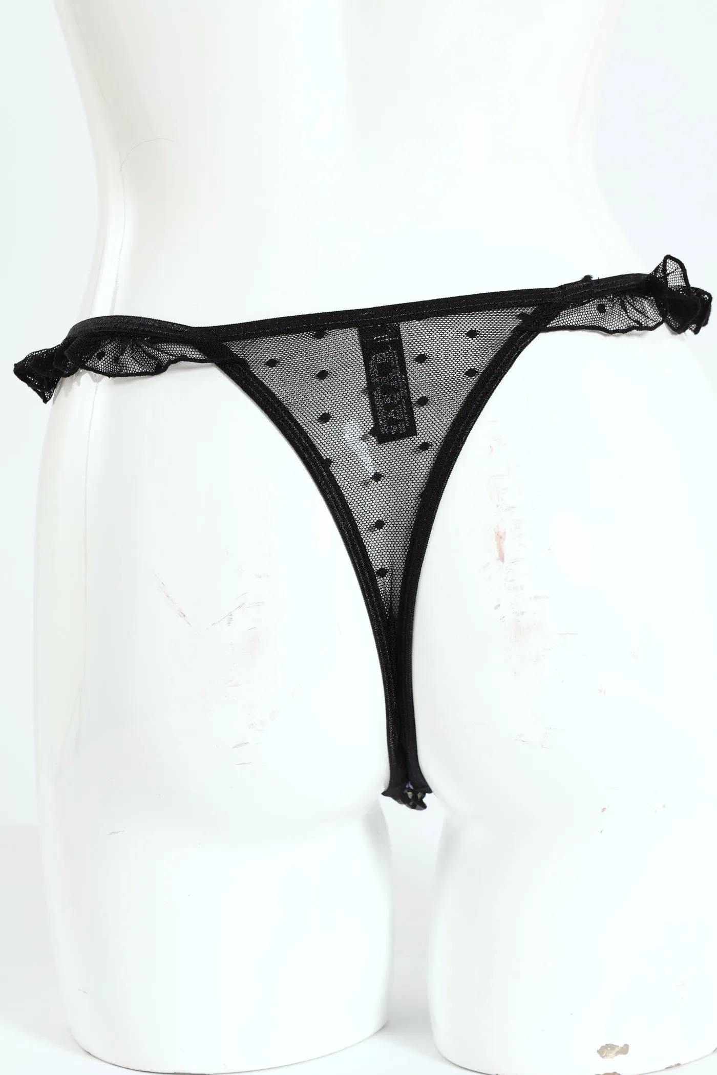 Spot Printed Microfibre & Lace Thong Panty - Black sold by Edgars product image thumbnail 2