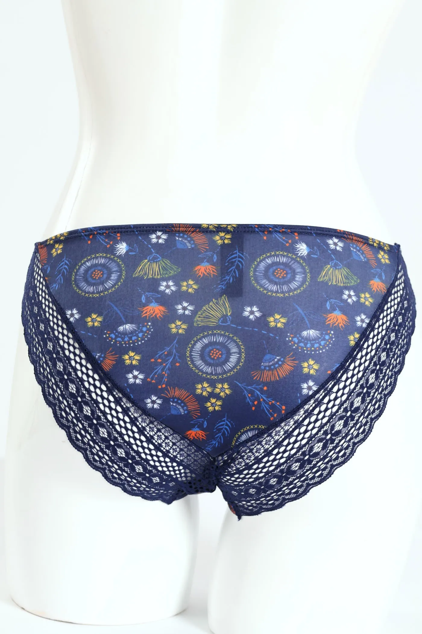 Floral Printed Microfibre & Lace Bikini Panty - Navy sold by Edgars product image thumbnail 2