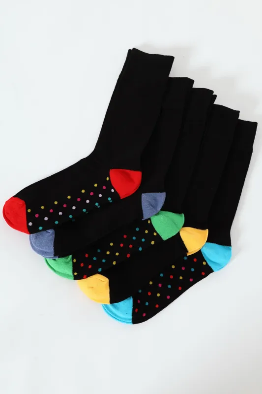 5 Pack Spot Heel & Toe Anklet Socks - Black sold by Edgars