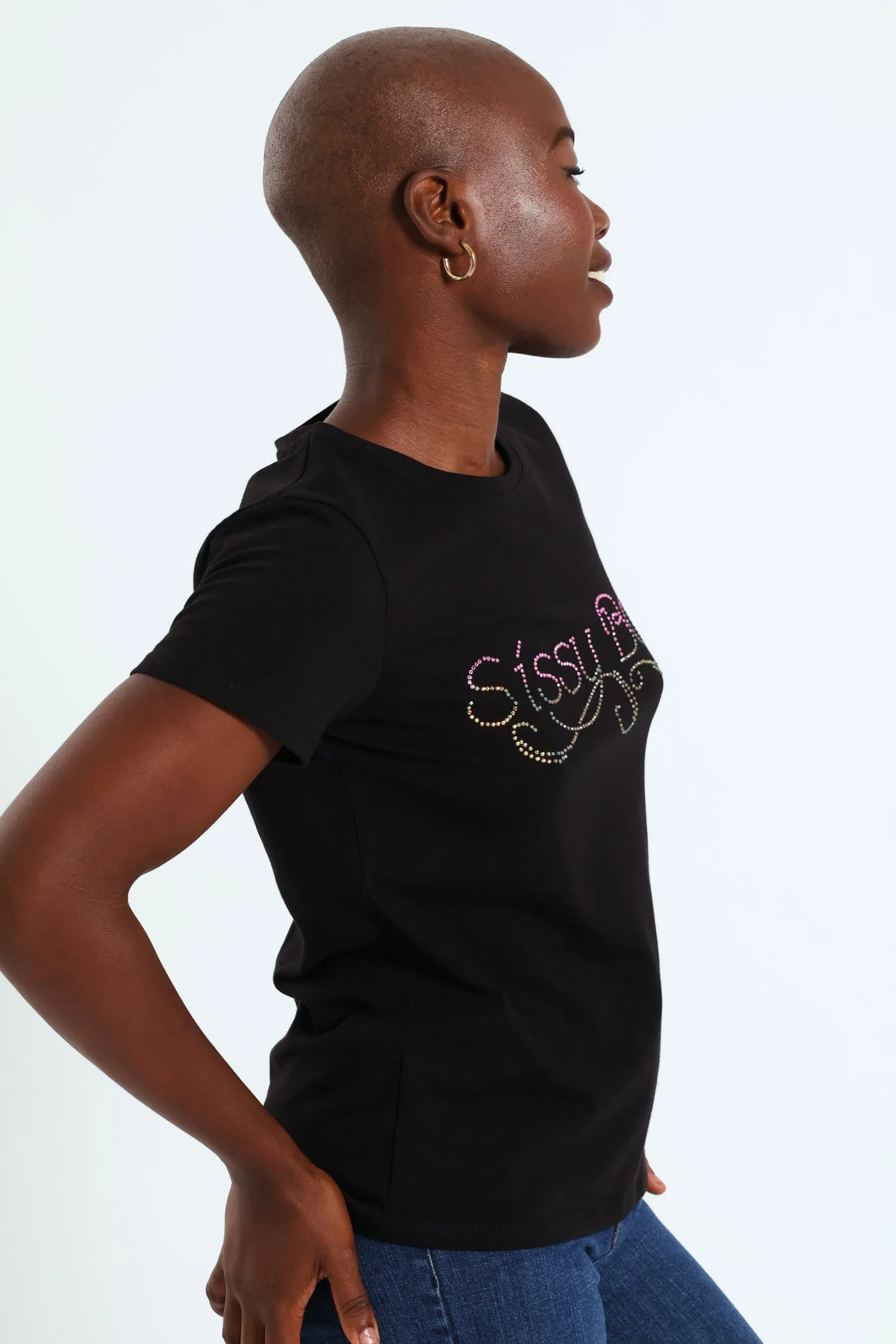 Regular Fit Colorful Bling Logo Top - Black sold by Edgars product image thumbnail 2