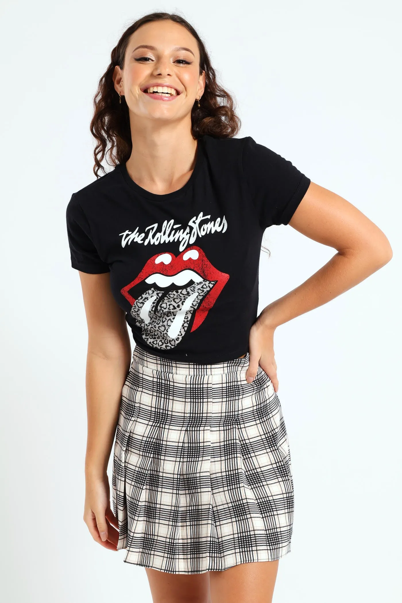 Rolling Stones With Leopard Printed Tongue Tee - Black sold by Edgars