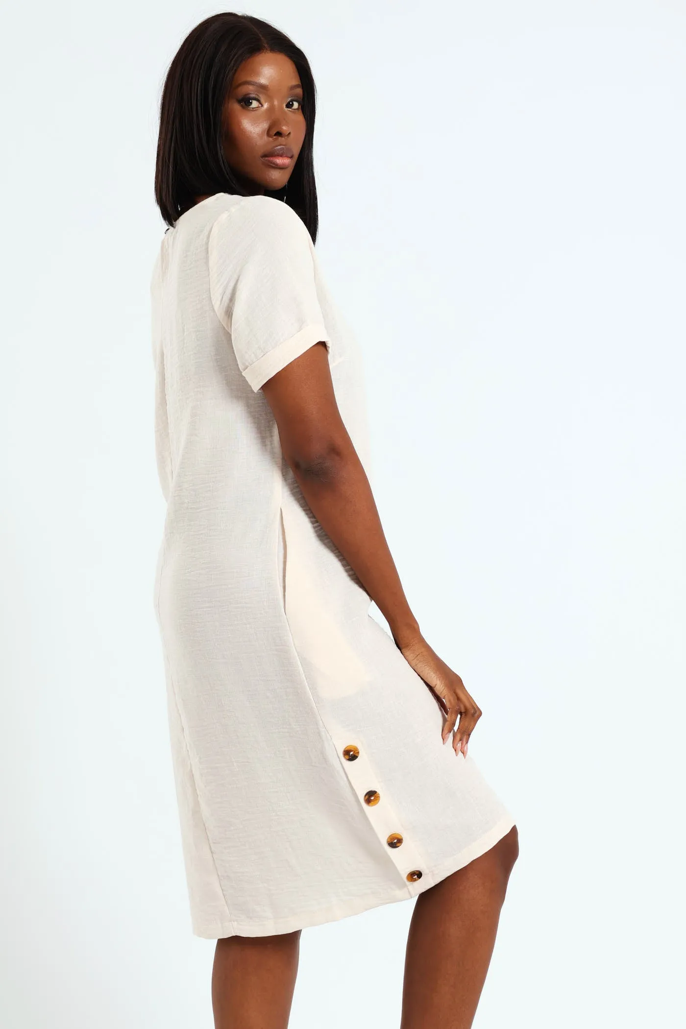 Popover Dress With Buttons - Cream sold by Edgars product image thumbnail 2