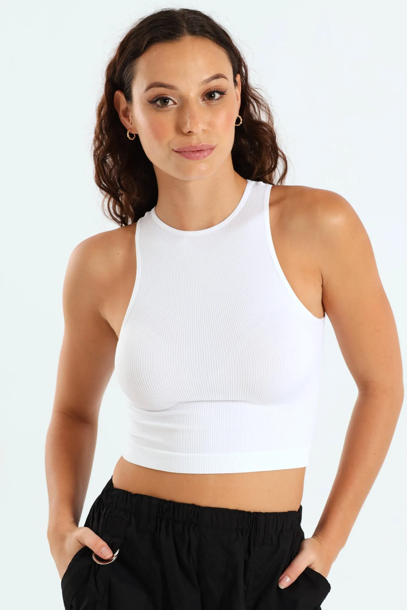 Seamless Racer Tank - White sold by Edgars