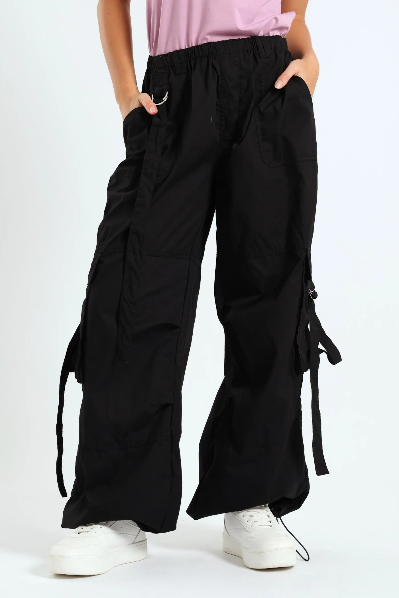 Wide Leg Cargo Pants - Black sold by Edgars