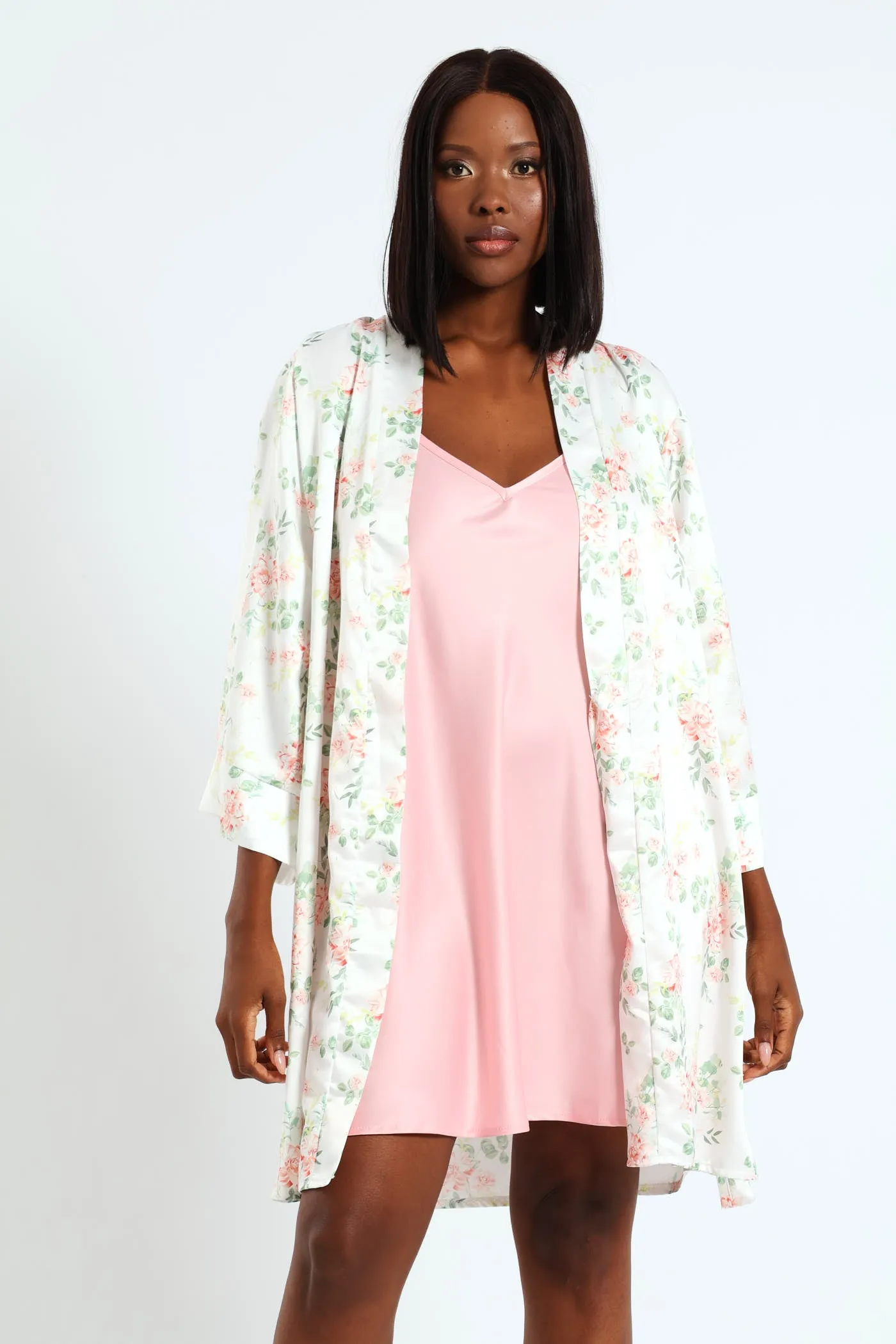 Gown & Floral Chemise Sleep Set - White/Pink sold by Edgars