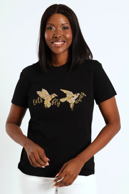 Lets Fly Away Tee - Black sold by Edgars