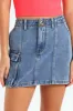 Panel Pocket Mini Skirt - Mid Blue sold by Edgars
