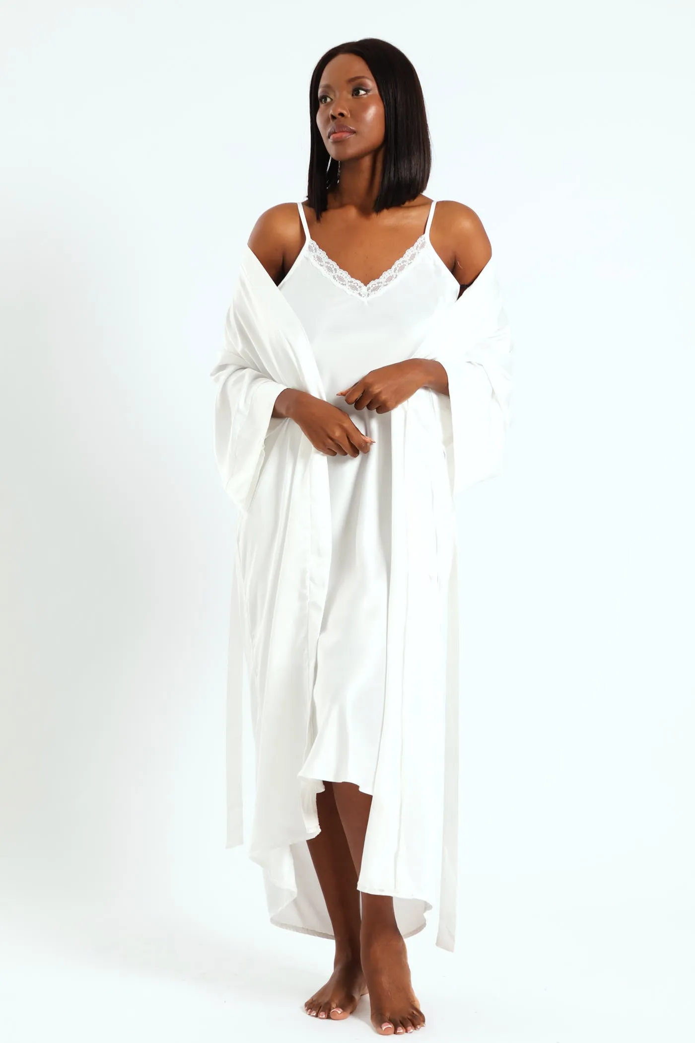 Long Length Gown & Chemise Sleep Set - White sold by Edgars