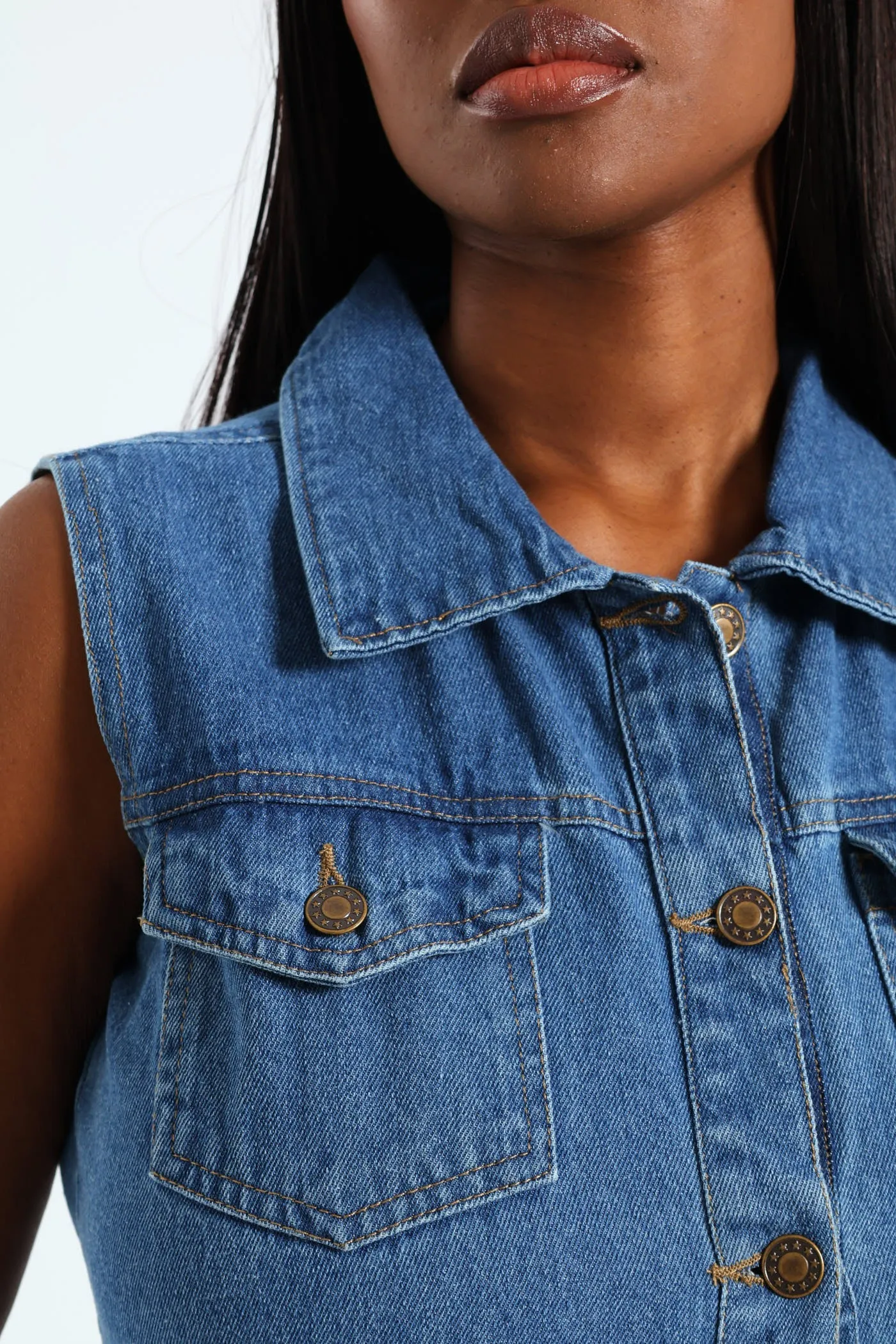 Button Through Tiered Denim Mini Dress With Pocket Flaps - Light Wash sold by Edgars product image thumbnail 4