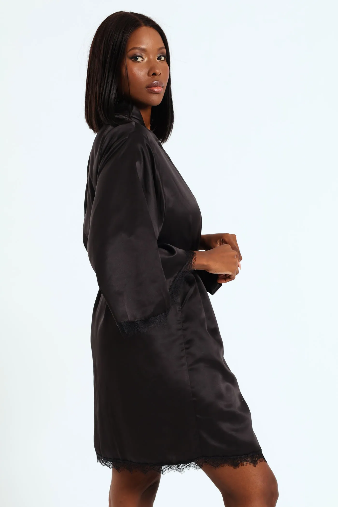 Lace Trim Satin Gown - Black sold by Edgars product image thumbnail 2