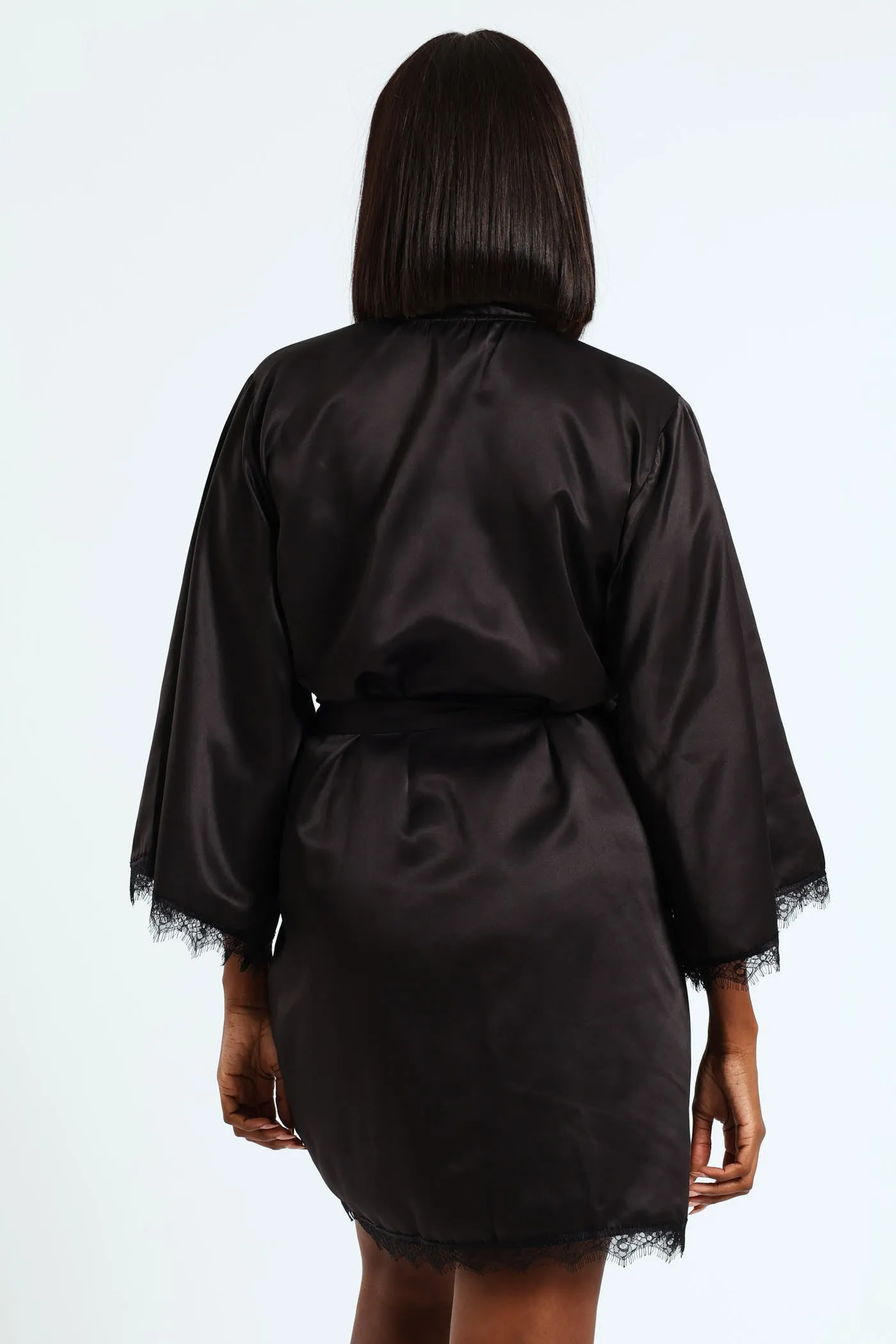 Lace Trim Satin Gown - Black sold by Edgars product image thumbnail 3