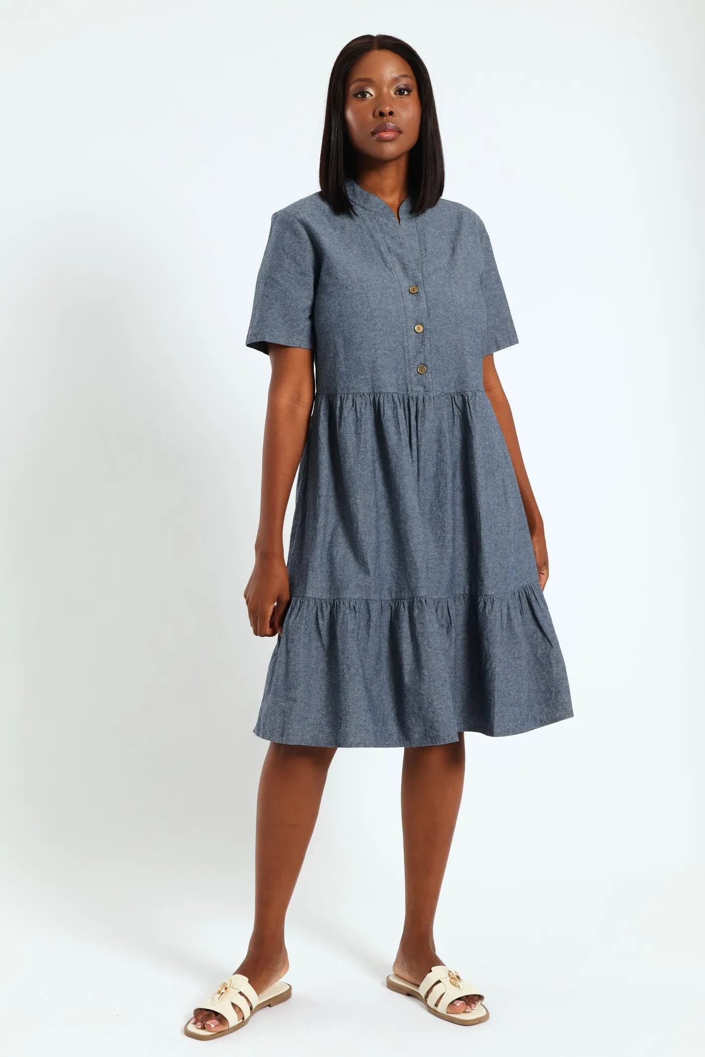 Frill Tiered Shirt Dress - Blue sold by Edgars product image thumbnail 2