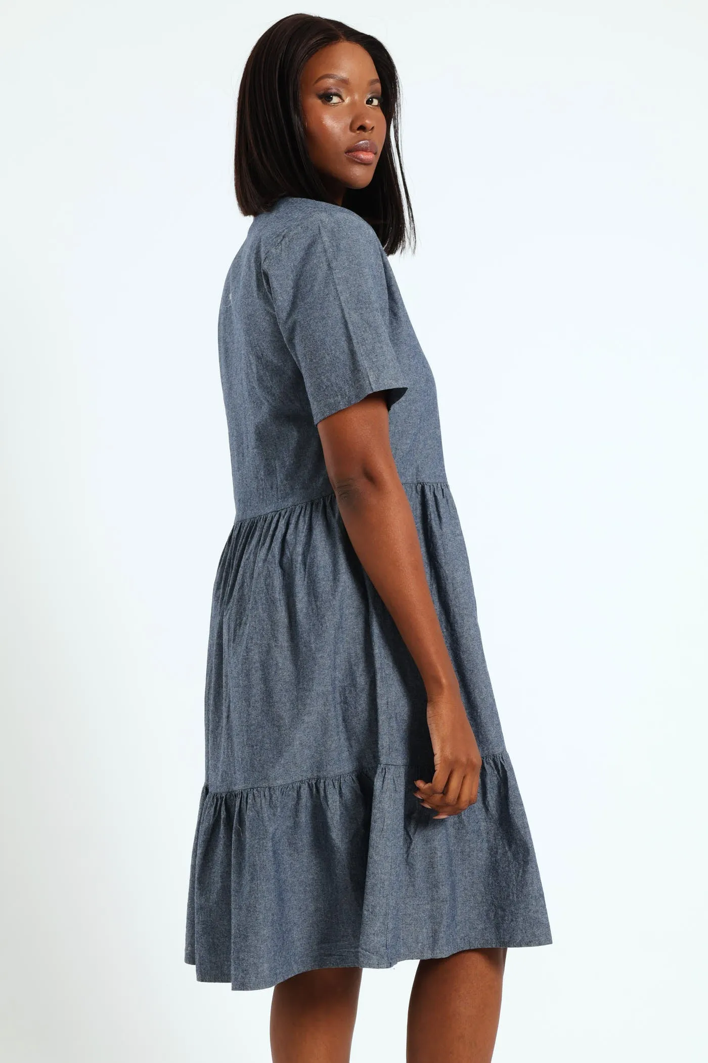Frill Tiered Shirt Dress - Blue sold by Edgars product image thumbnail 3