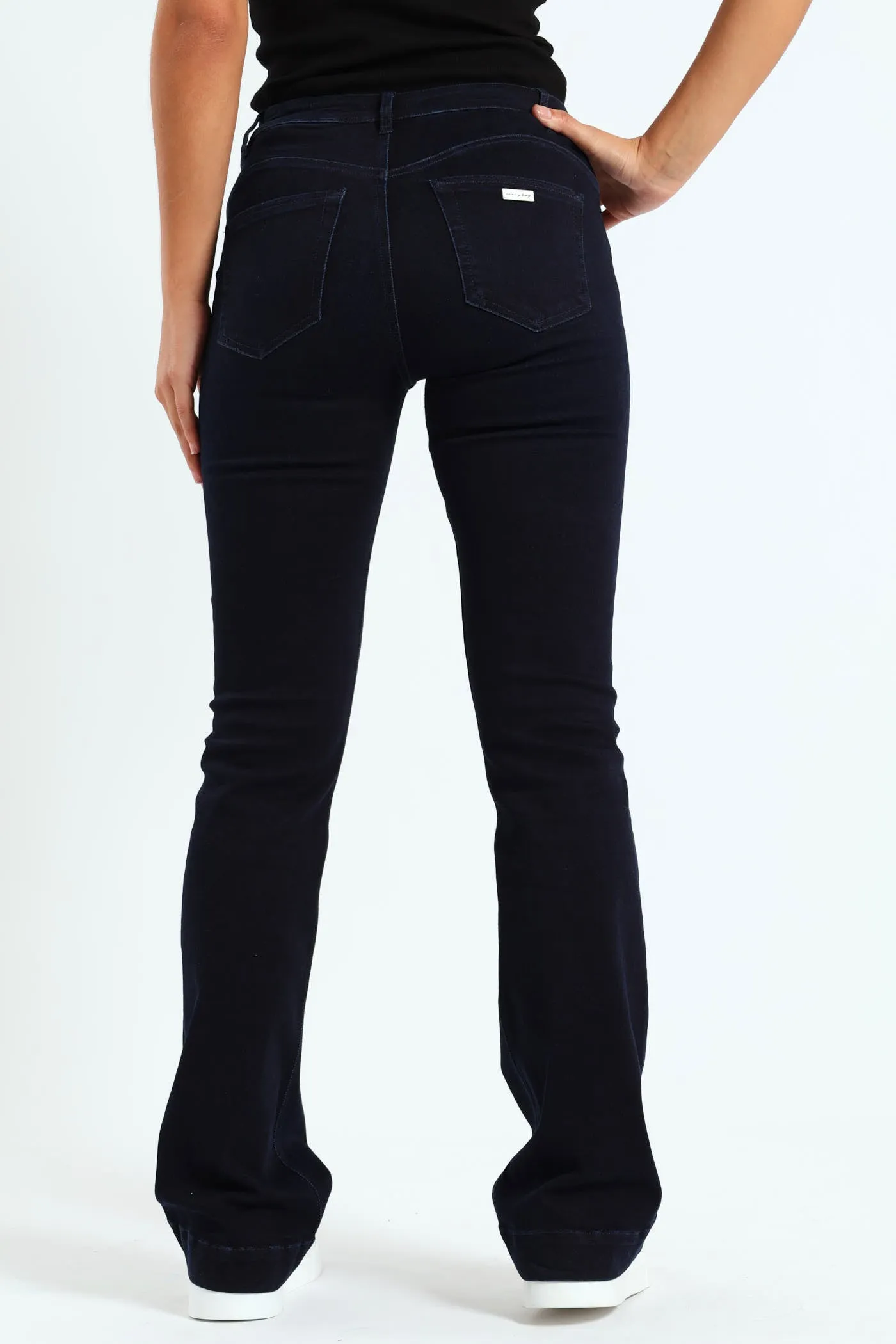 Pintuck Detail Mid Waist Bootleg Jean - Blue/Black sold by Edgars product image thumbnail 3