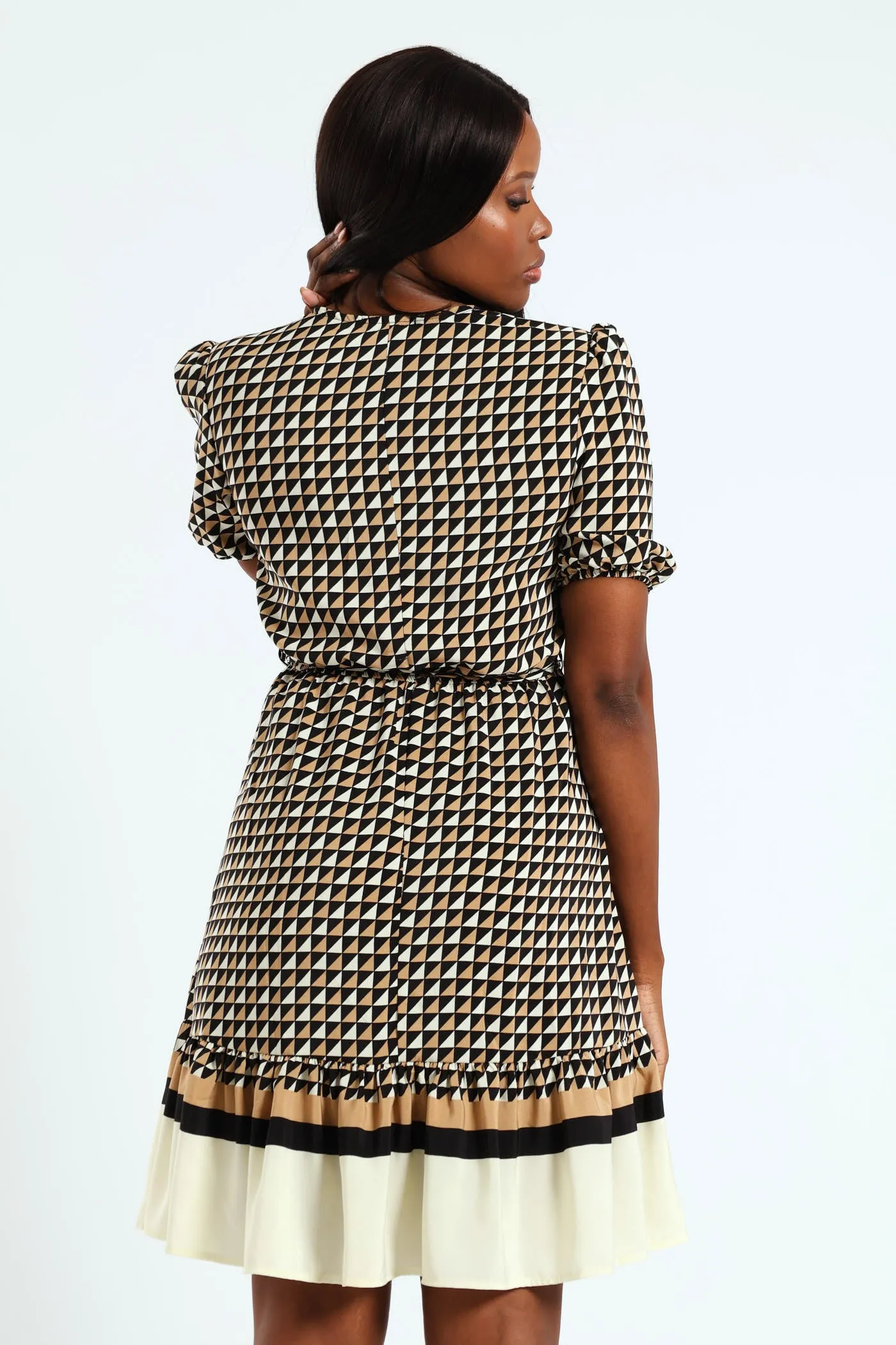 Tie Up Puff Sleeve Tea Dress - Black/Cream sold by Edgars product image thumbnail 3