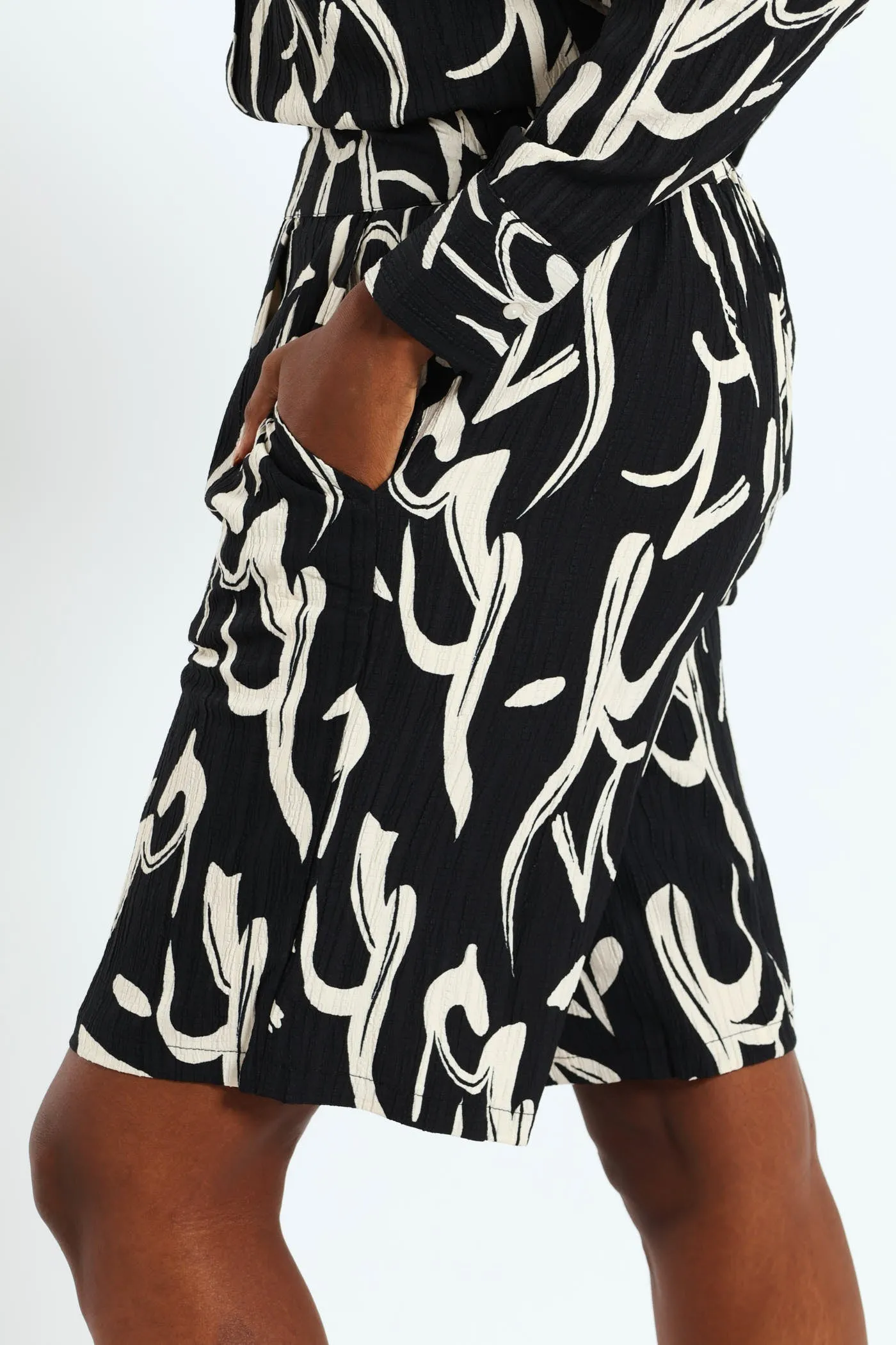 Monochrome Textured Bermuda Shorts - Black/White sold by Edgars product image thumbnail 2