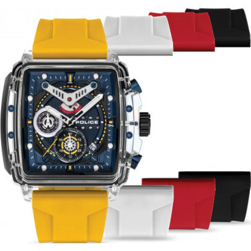 Transparent Case Watch With Blue Dial And Silicone Straps sold by Edgars