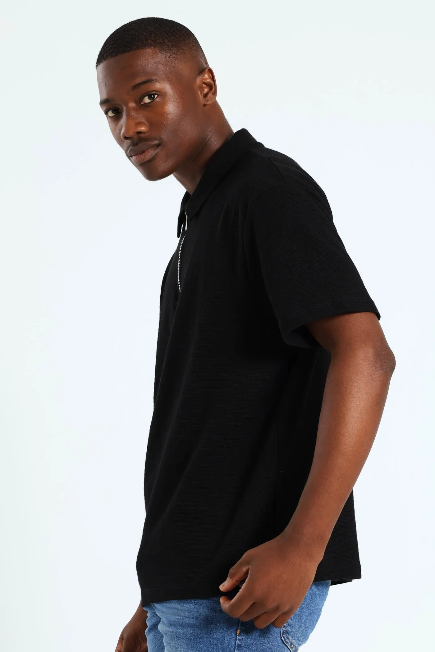 Stitch Waffle Zip Golfer - Black sold by Edgars product image thumbnail 4