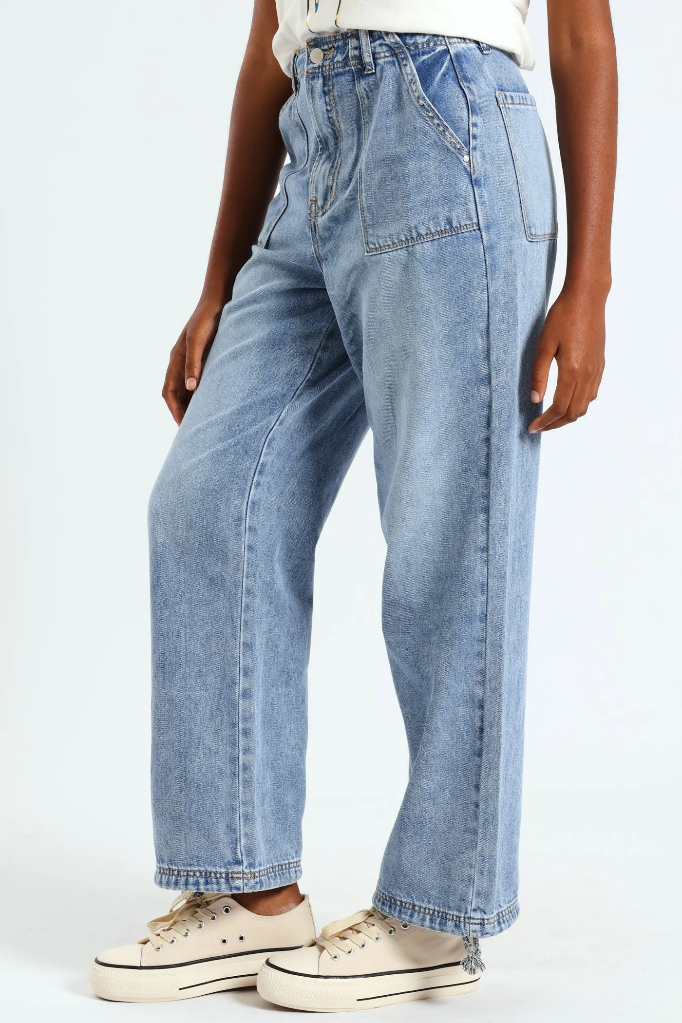 Utility Ankle Grazer Wideleg Jean - Salty Mid Wash sold by Edgars product image thumbnail 2