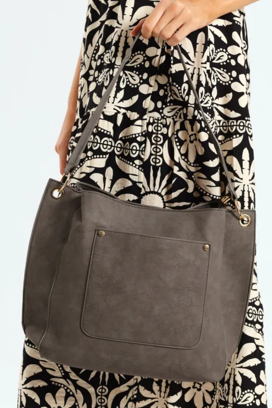 Front Pocket Shoulder Bag - Grey sold by Edgars