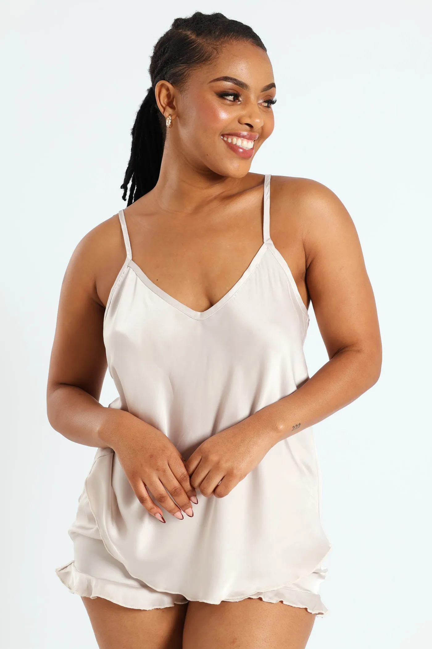 Satin Cami & Short Set - Silver Grey sold by Edgars