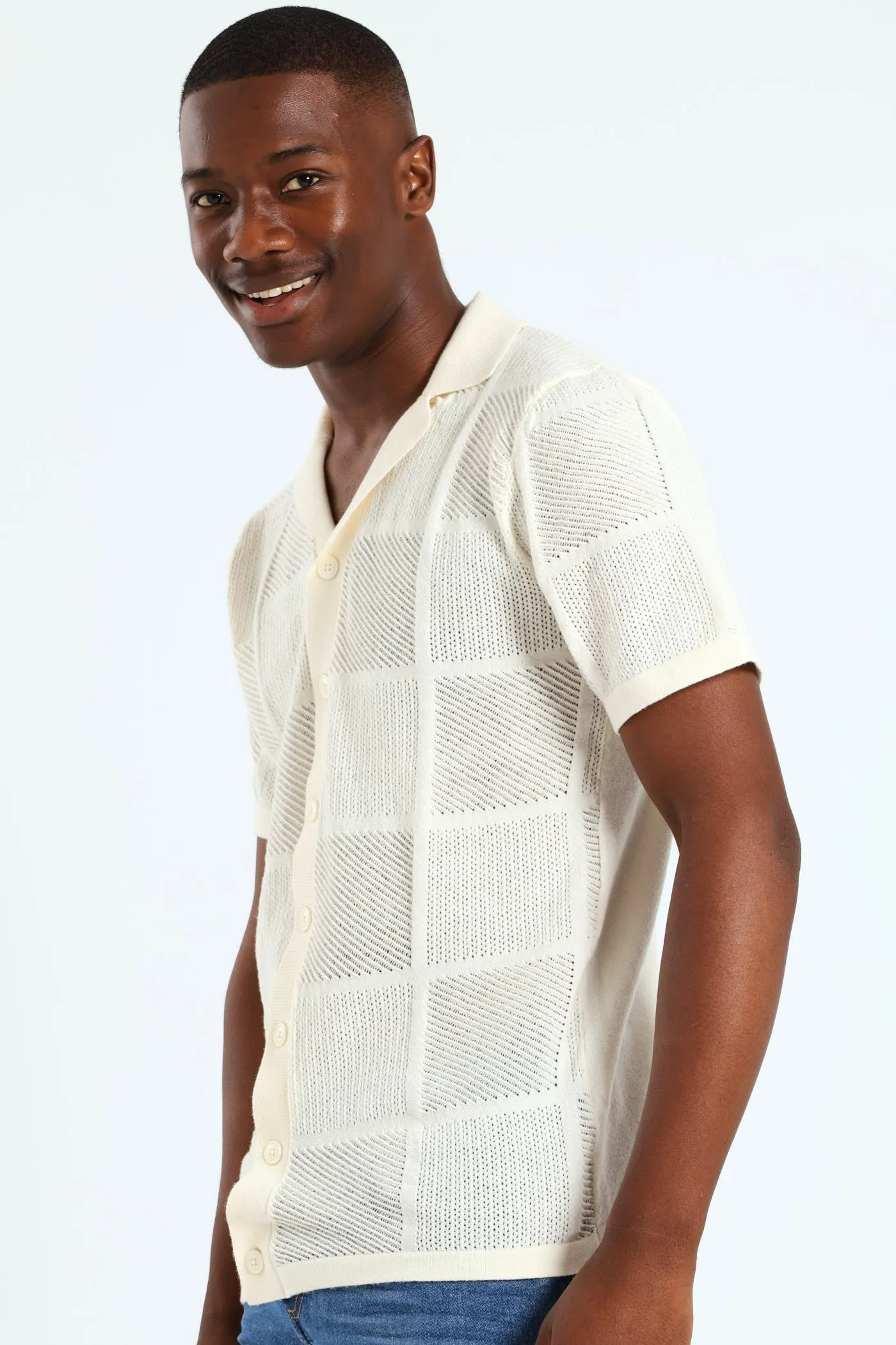 Resort Crochet Knit Shirt - Off White sold by Edgars product image thumbnail 3