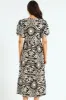 Bubble Sleeve Tiered Wrap Midi Dress - Black/Beige sold by Edgars