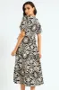 Bubble Sleeve Tiered Wrap Midi Dress - Black/Beige sold by Edgars