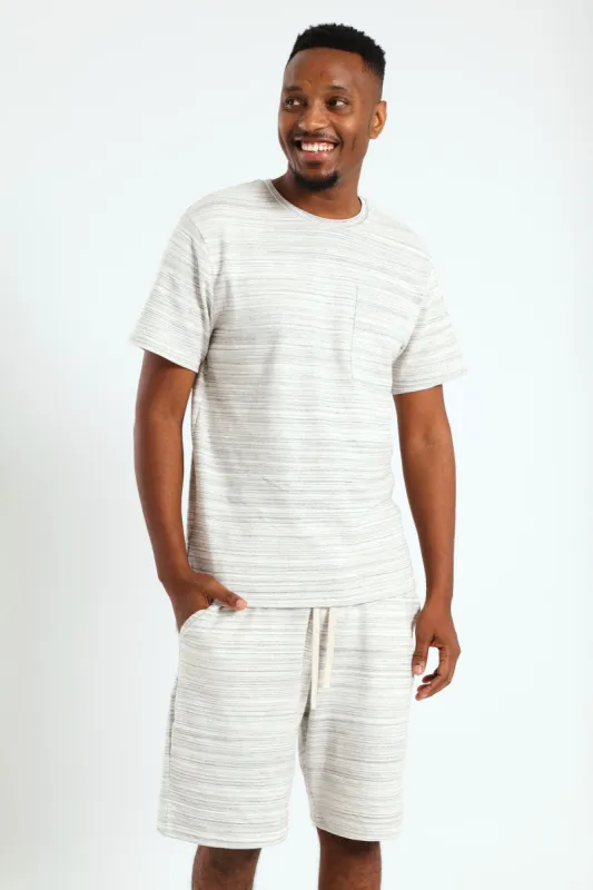 Surface Interest Tee & Shorts PJ Set - Stone sold by Edgars 
