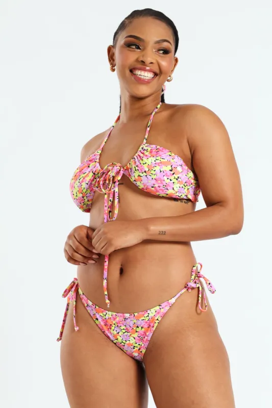 Printed Wrap Bikini Top - Pink sold by Edgars