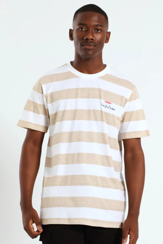 Stripe Surf T-Shirt - Stone sold by Edgars