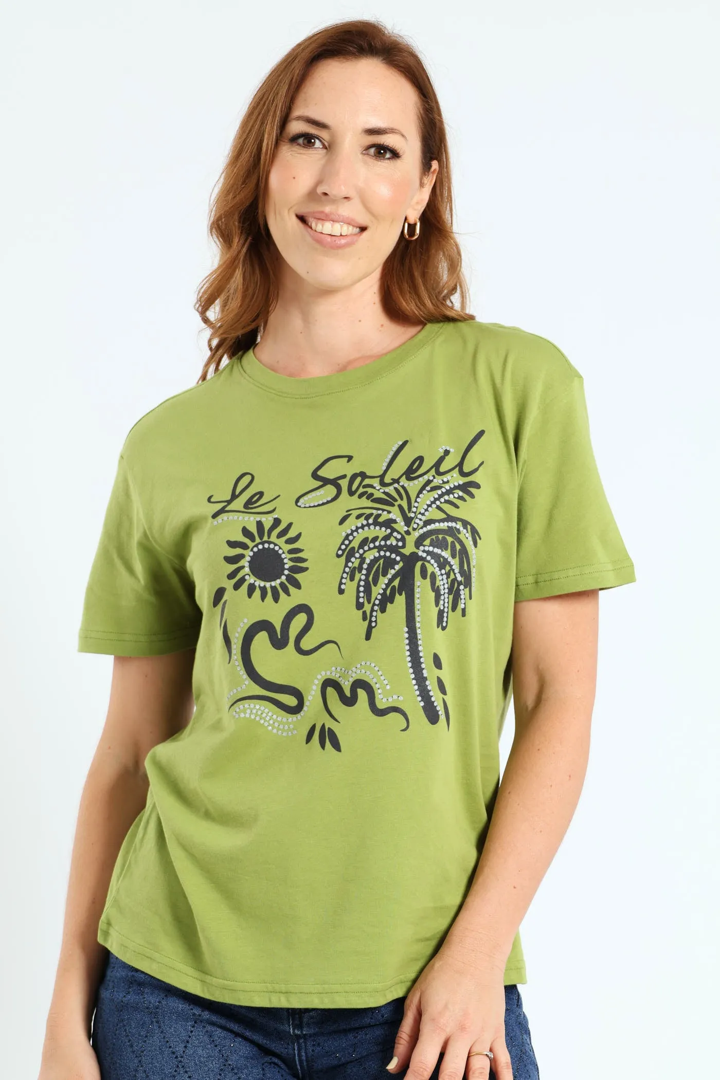 Le Soleil Palm Tee - Green sold by Edgars