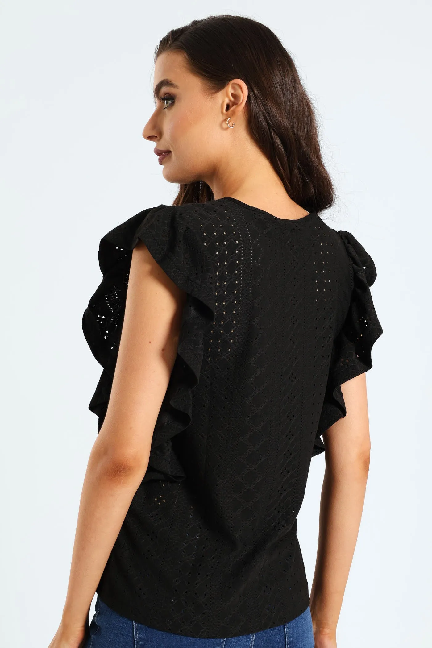 Ruffle Sleeve Top - Black sold by Edgars product image thumbnail 3