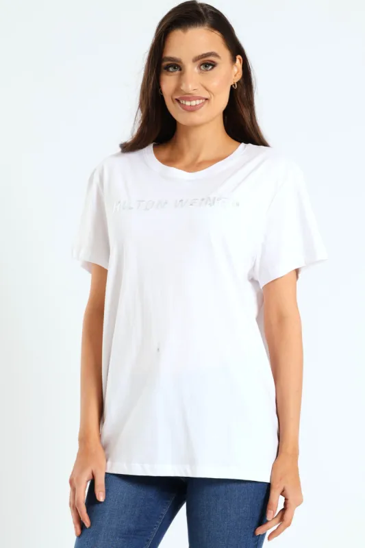 Sequins & Bead Work Tee - White sold by Edgars