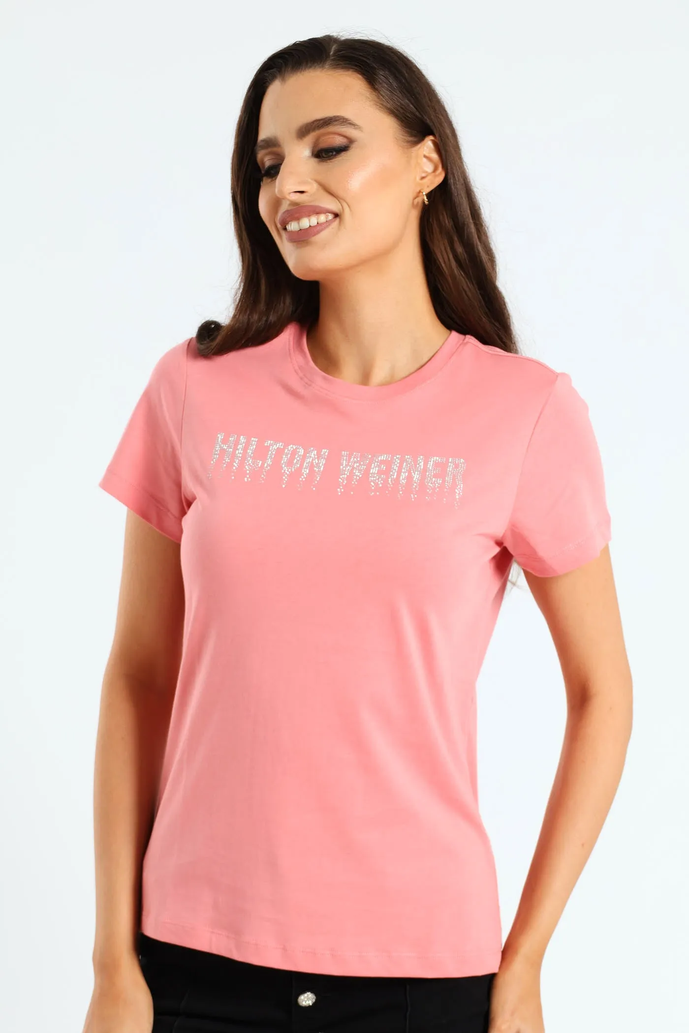 Silver Rhinestones Tee - Pink sold by Edgars
