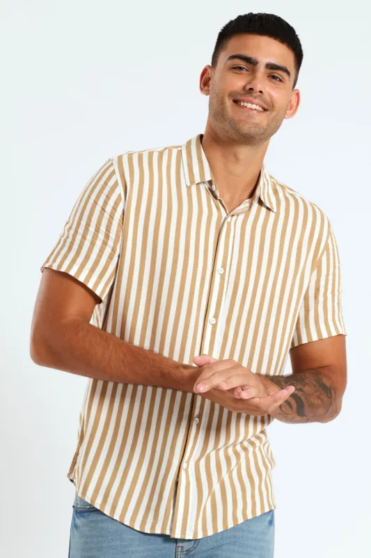 Viscose Stripe Shirt - Tabacco made by Swagga