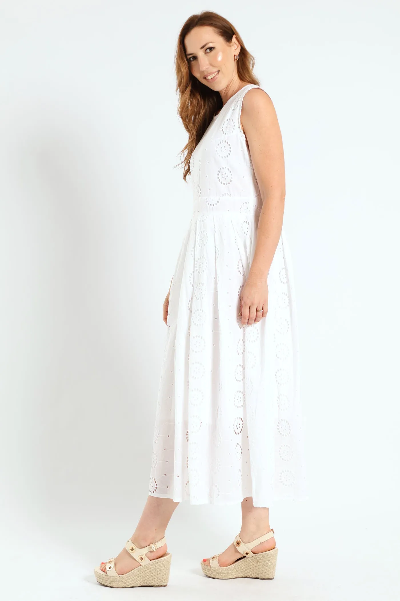 Scalloped Fit & Flare Anglaise Midi Dress - White sold by Edgars product image thumbnail 3