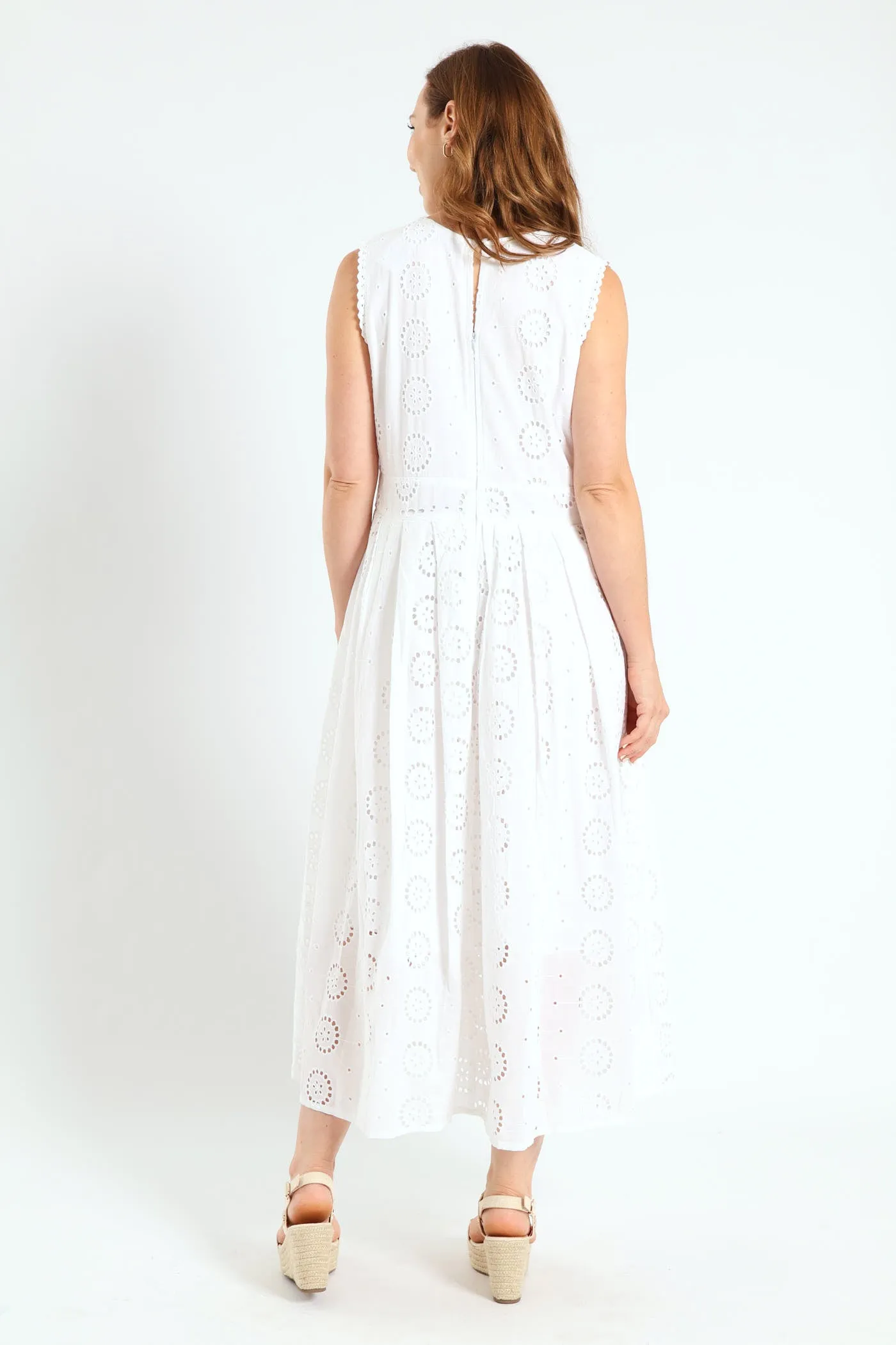 Scalloped Fit & Flare Anglaise Midi Dress - White sold by Edgars product image thumbnail 4