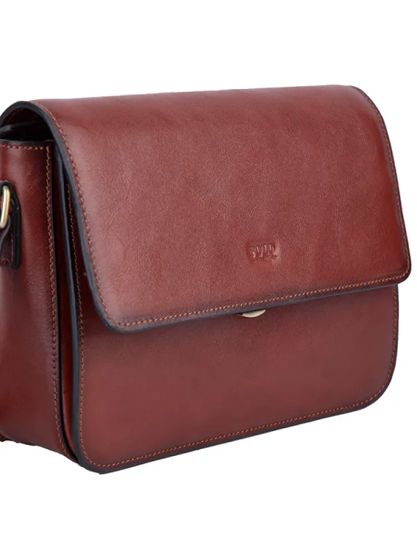 Vega Flapover Sling Bag - Brown sold by Edgars