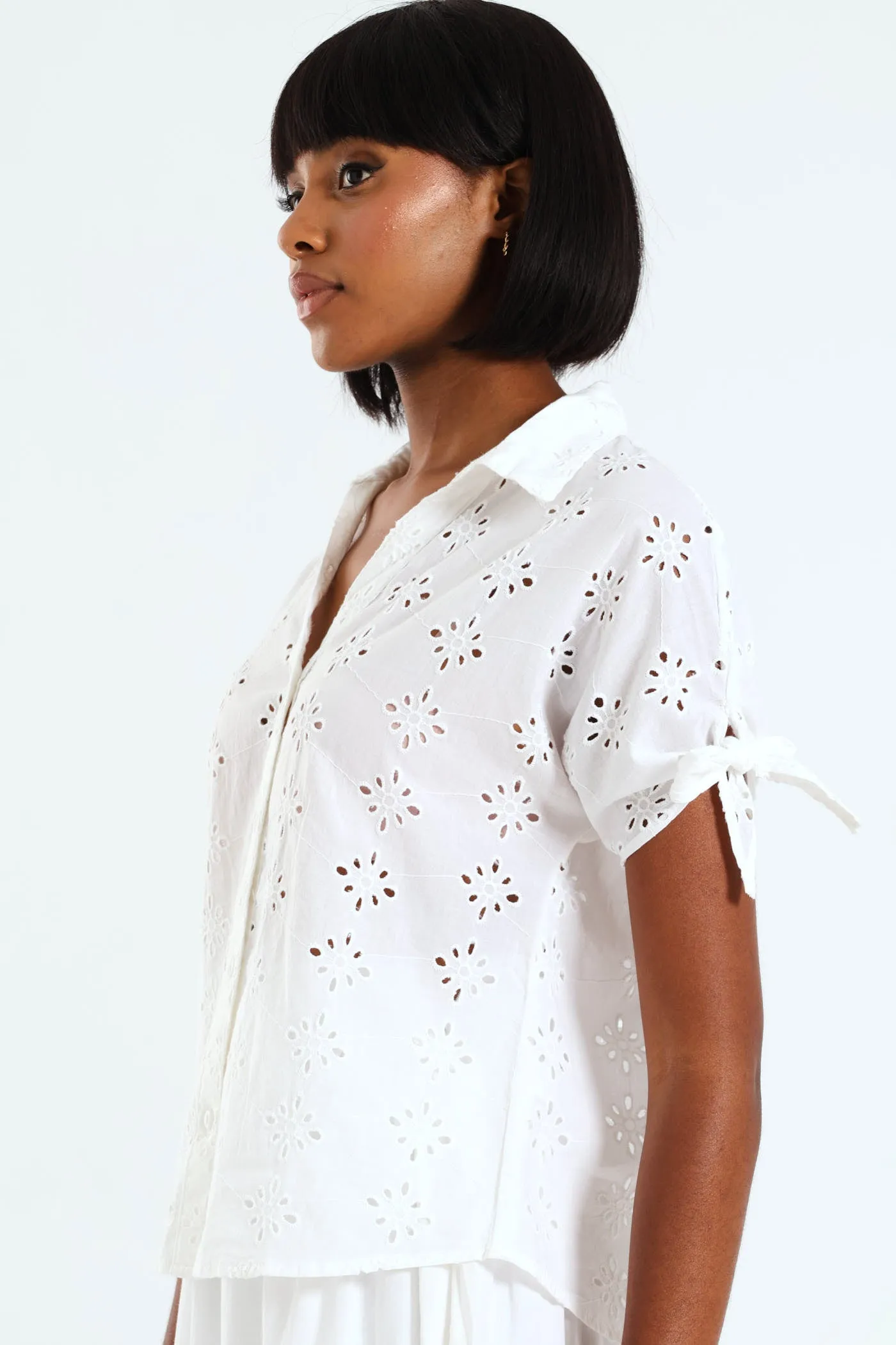 Tie-Sleeve Anglaise Relaxed Shirt - White sold by Edgars product image thumbnail 3