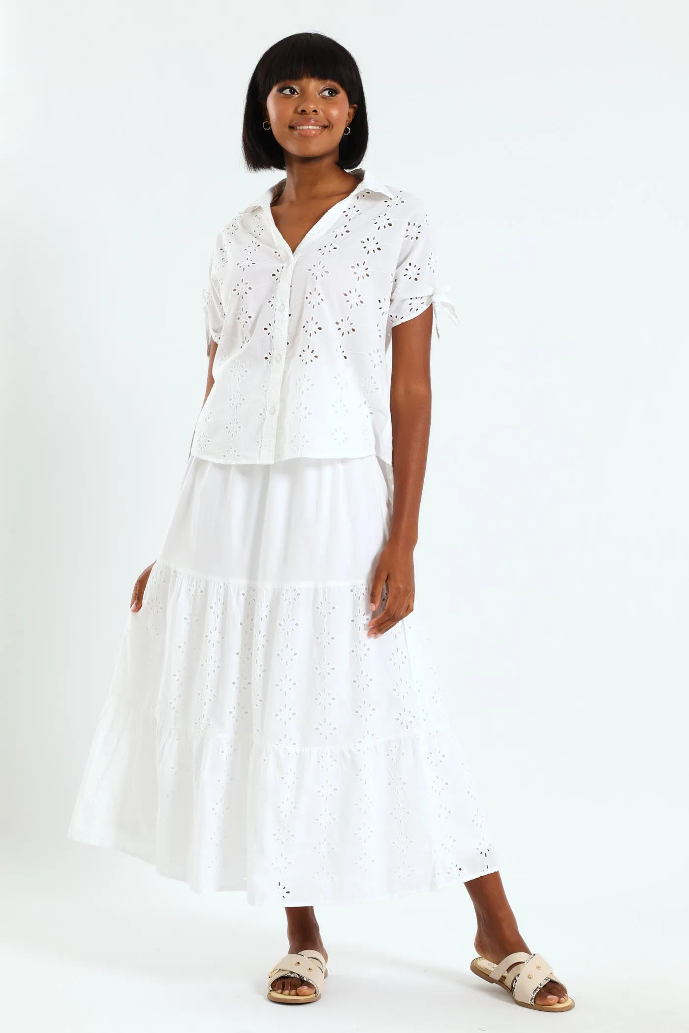 Tie-Sleeve Anglaise Relaxed Shirt - White sold by Edgars product image thumbnail 2