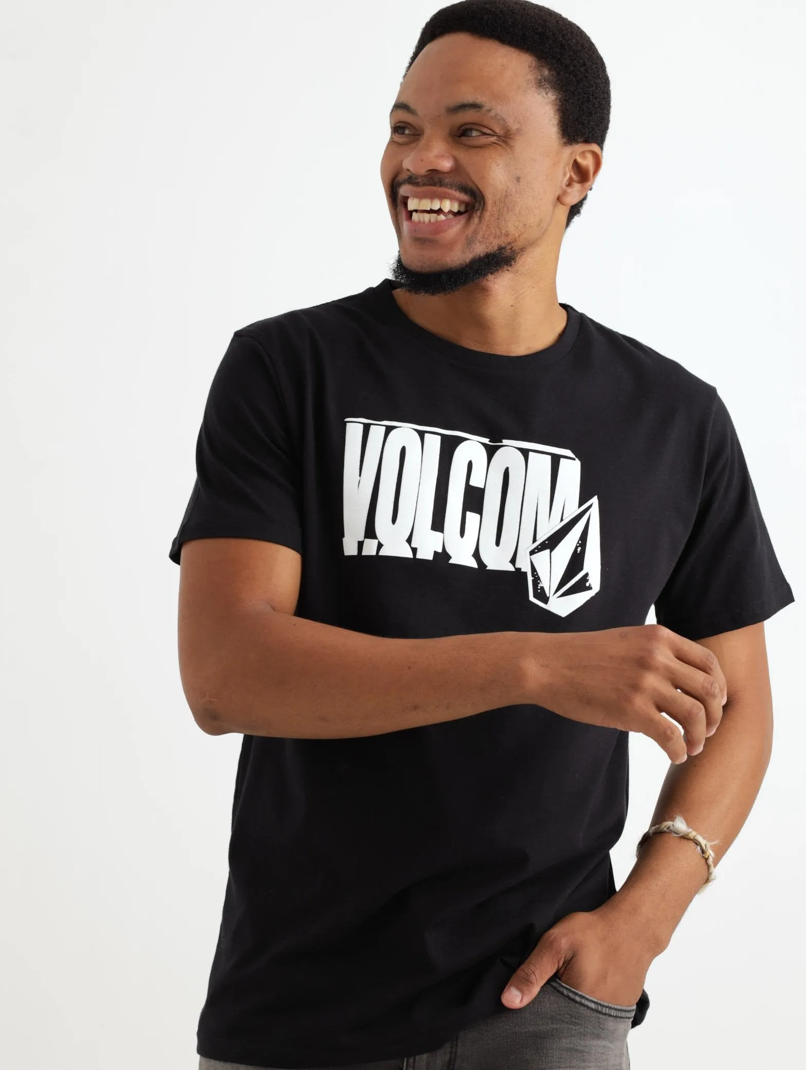 Men's Volcom Word Stone Short Sleeve - Black sold by Edgars