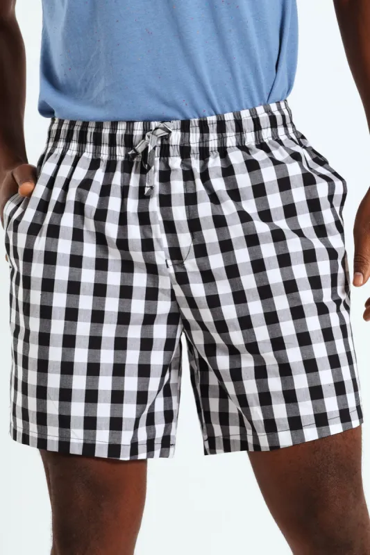 Check Woven Shorts - Black/White sold by Edgars