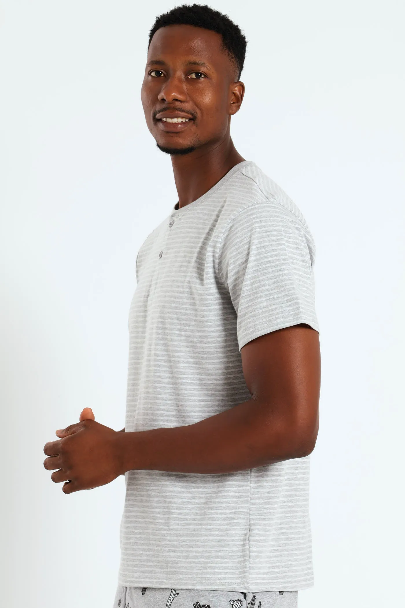 Feather Stripe Henley Sleep Shirt - Grey sold by Edgars product image thumbnail 2
