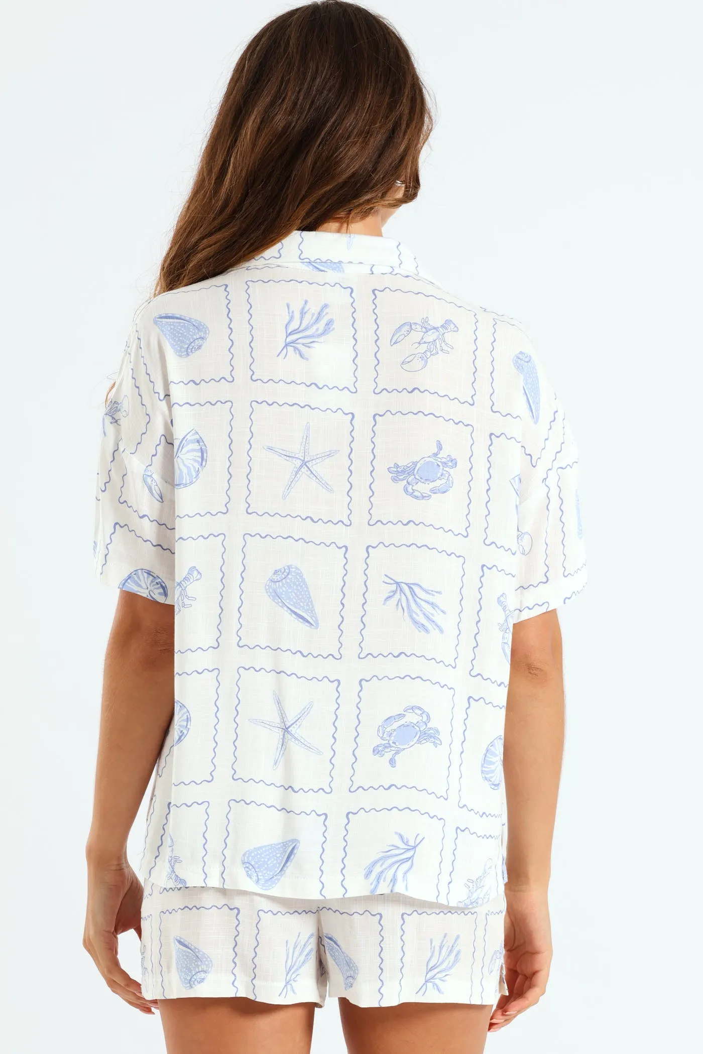 Button Through Print Linen Blend Short Set - White sold by Edgars product image thumbnail 3