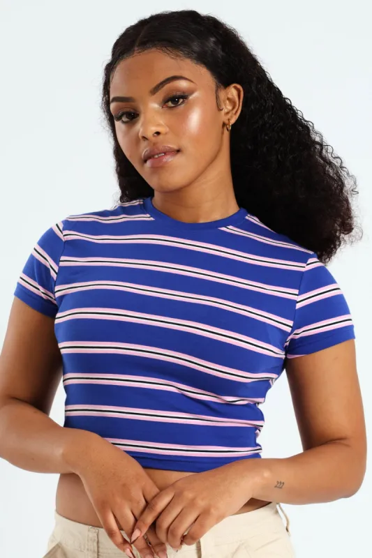 Yarn Dye Stripe Tee - Cobalt sold by Edgars