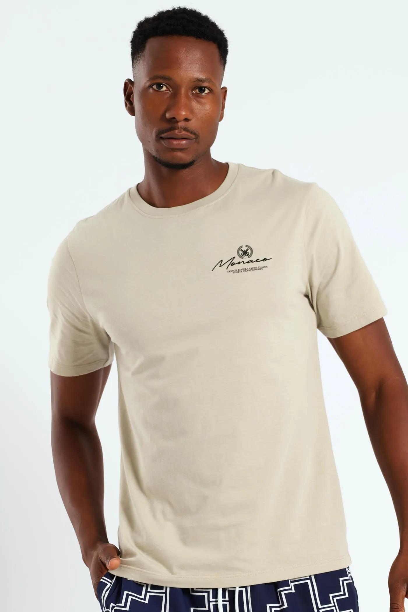Yacht Championships Front & Back Embroidered Tee - Stone sold by Edgars